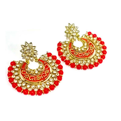 Gold Indian Mastani Large Round Crystal Earrings Pair – HandTstudio